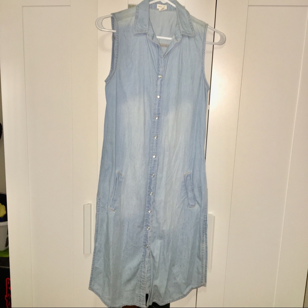 Denim Button Down Dress w/ Slits